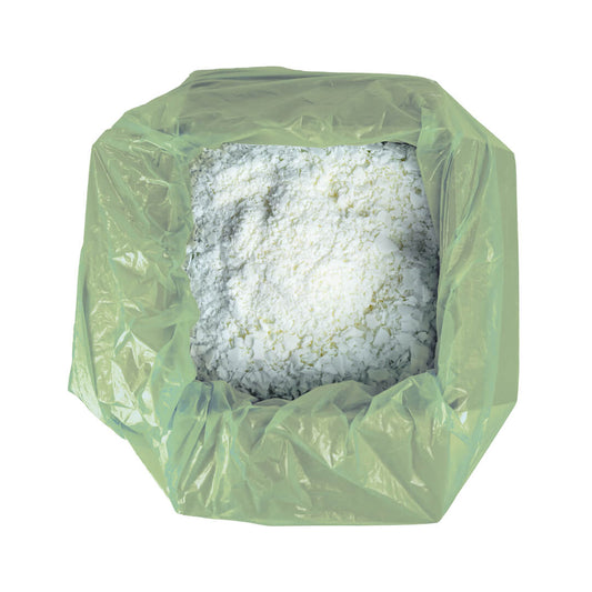 All American Wax 45lbs box of all-natural soy wax flakes opened looking down at it.